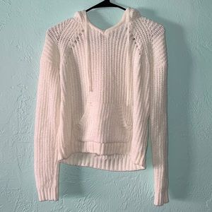 LorenaRose, white knitted sweater, cropped, large